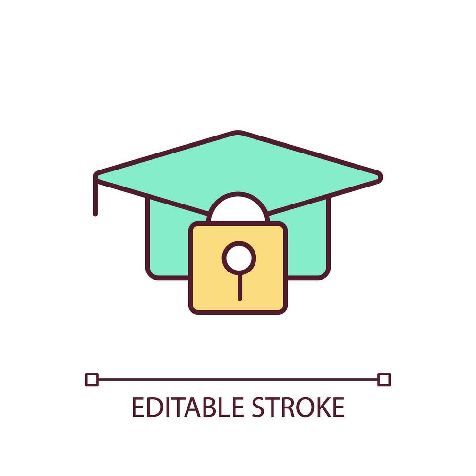 2D editable icon representing data privacy and security in AI learning, isolated vector illustration, artificial intelligence in education concept.