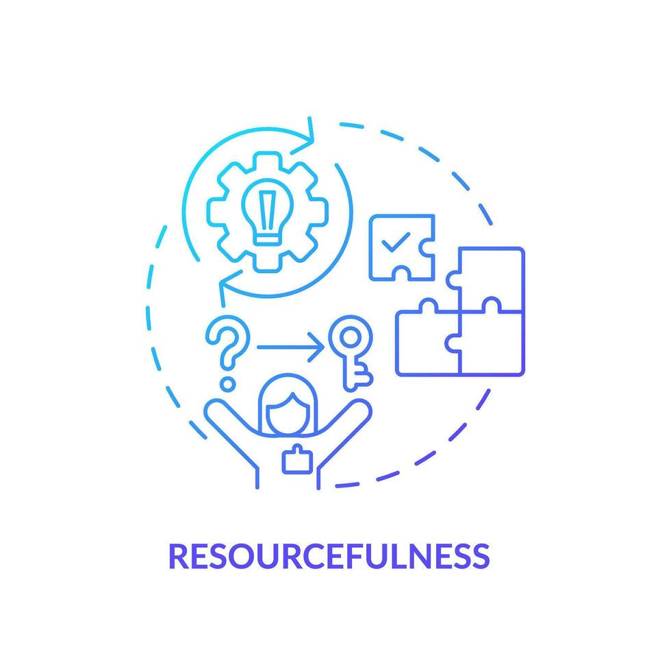 Resourcefulness blue gradient concept icon. Limited resources. Creative thinking. Find solution. Problem solving. Self employment abstract idea thin line illustration. Isolated outline drawing vector