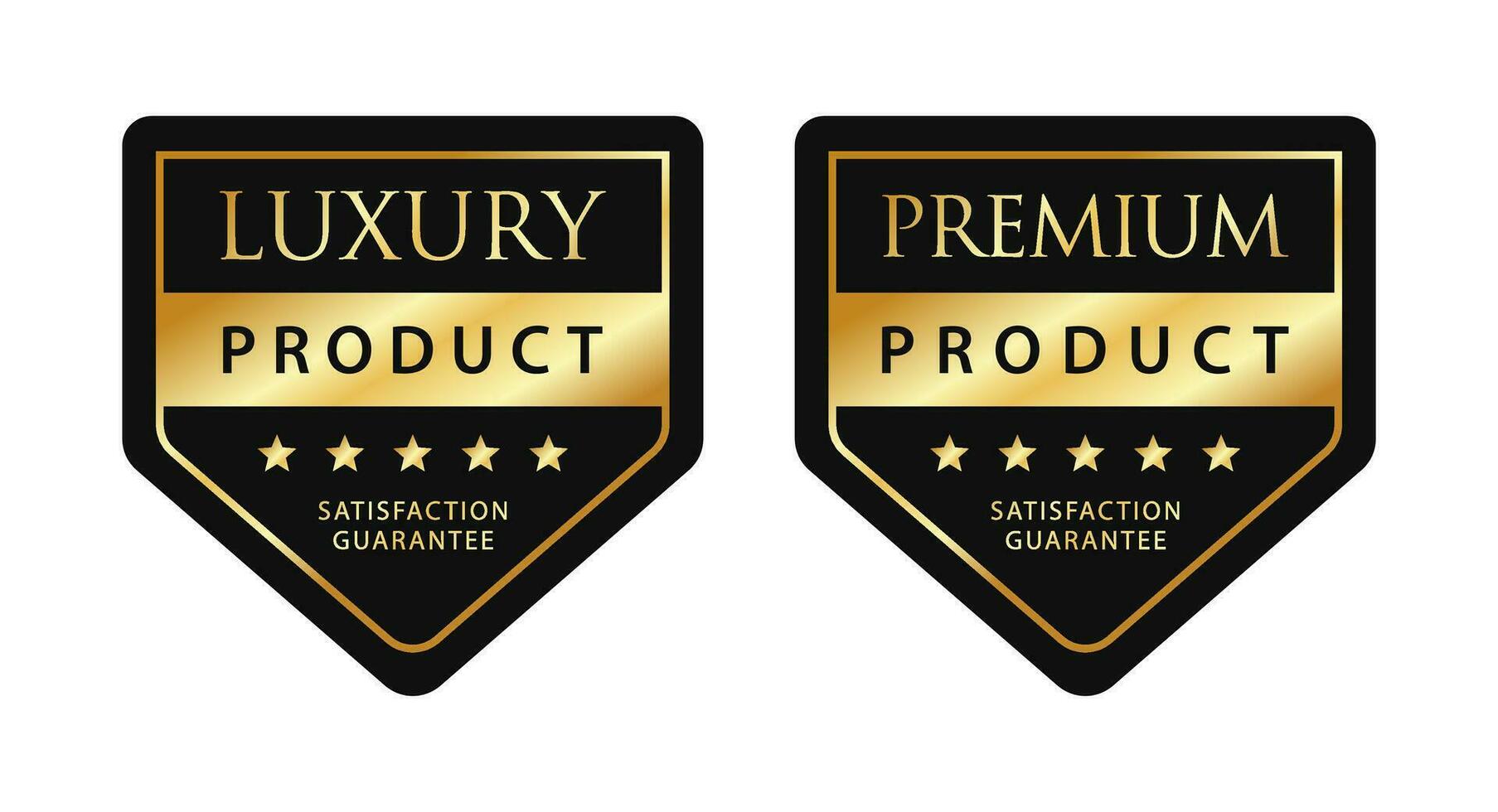 Premium product quality vector badges. Luxury shield, black and gold labels. For icon, logo, sign, seal, symbol, stamp, sticker. Vector illustration