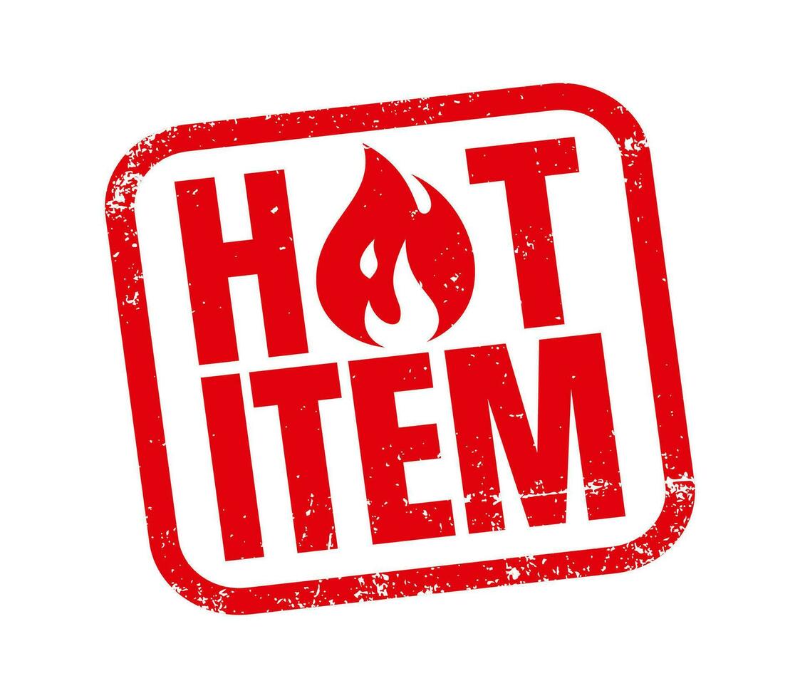 Hot item stamp red frame grunge on white background. Vector stamps