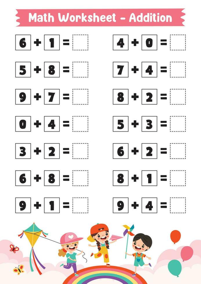 Math Worksheet Design For Kids vector