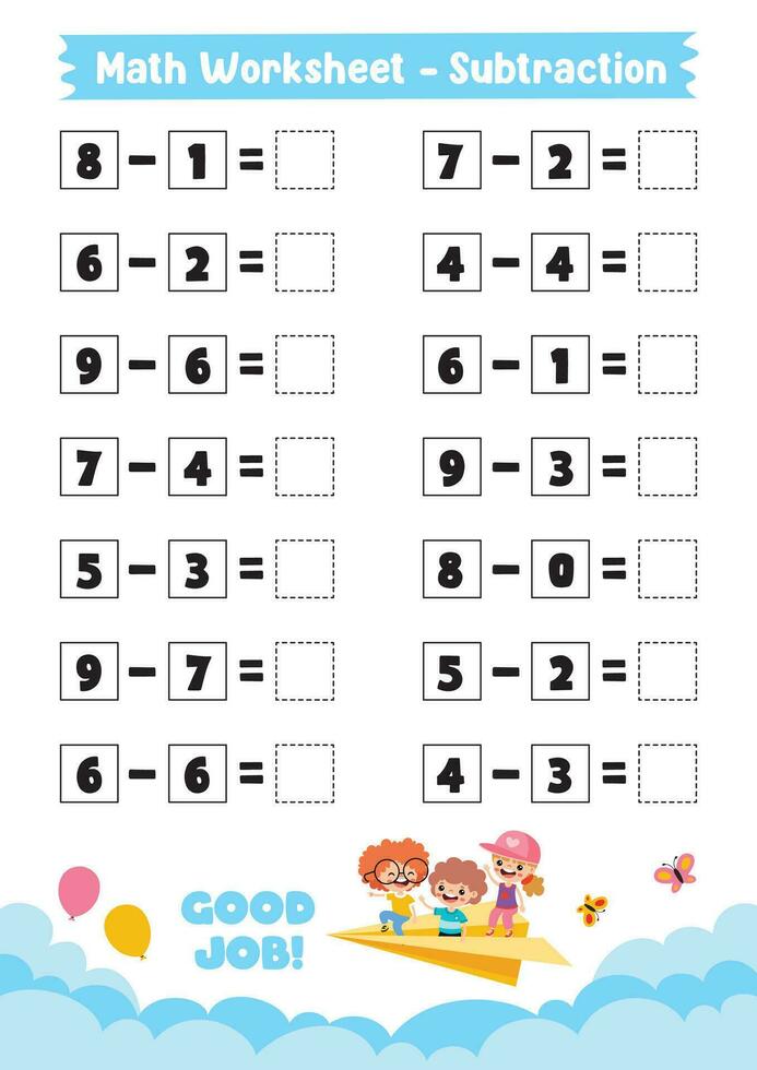 Math Worksheet Design For Kids vector