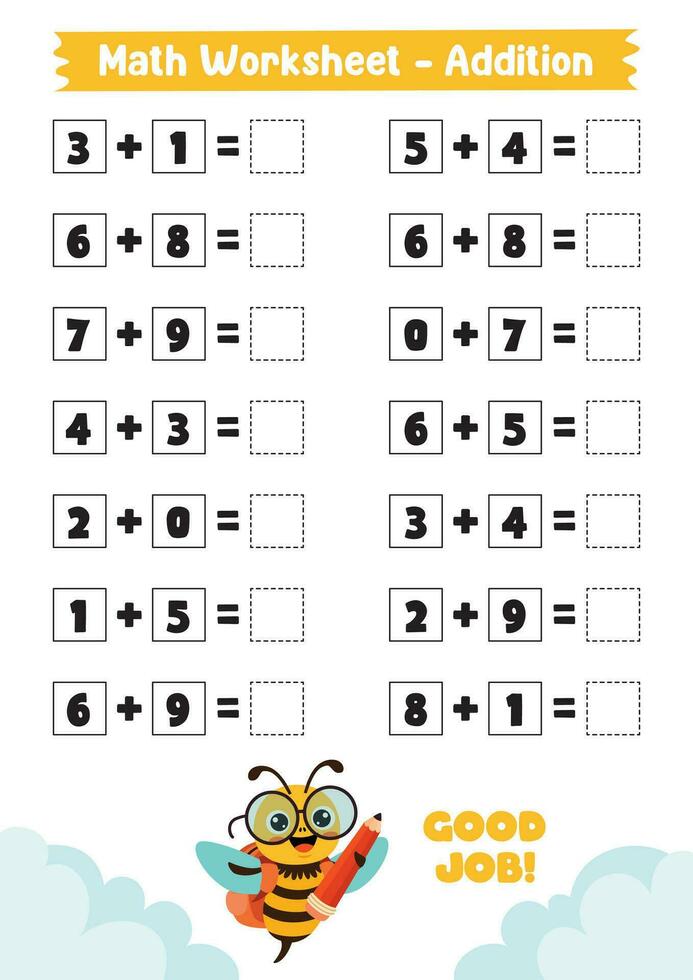 Math Worksheet Design For Kids vector