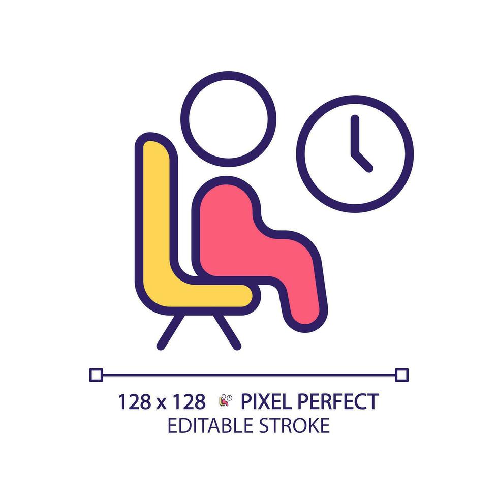 Lounge pixel perfect RGB color icon. Place to rest in public center. Comfortable space for chilling. Relax during break. Isolated vector illustration. Simple filled line drawing. Editable stroke