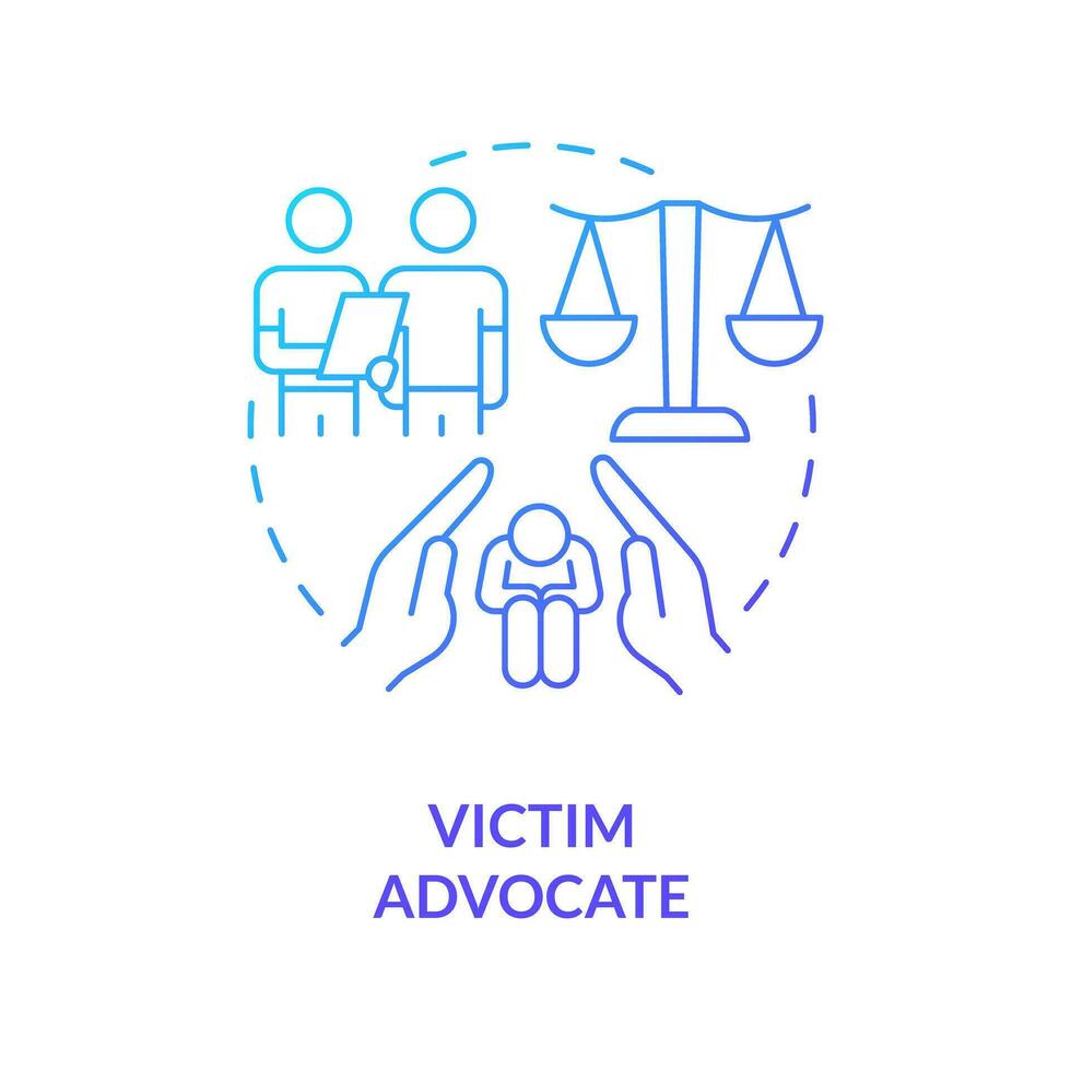 Victim advocate blue gradient concept icon. Professional attorney support. Career in advocacy abstract idea thin line illustration. Isolated outline drawing vector