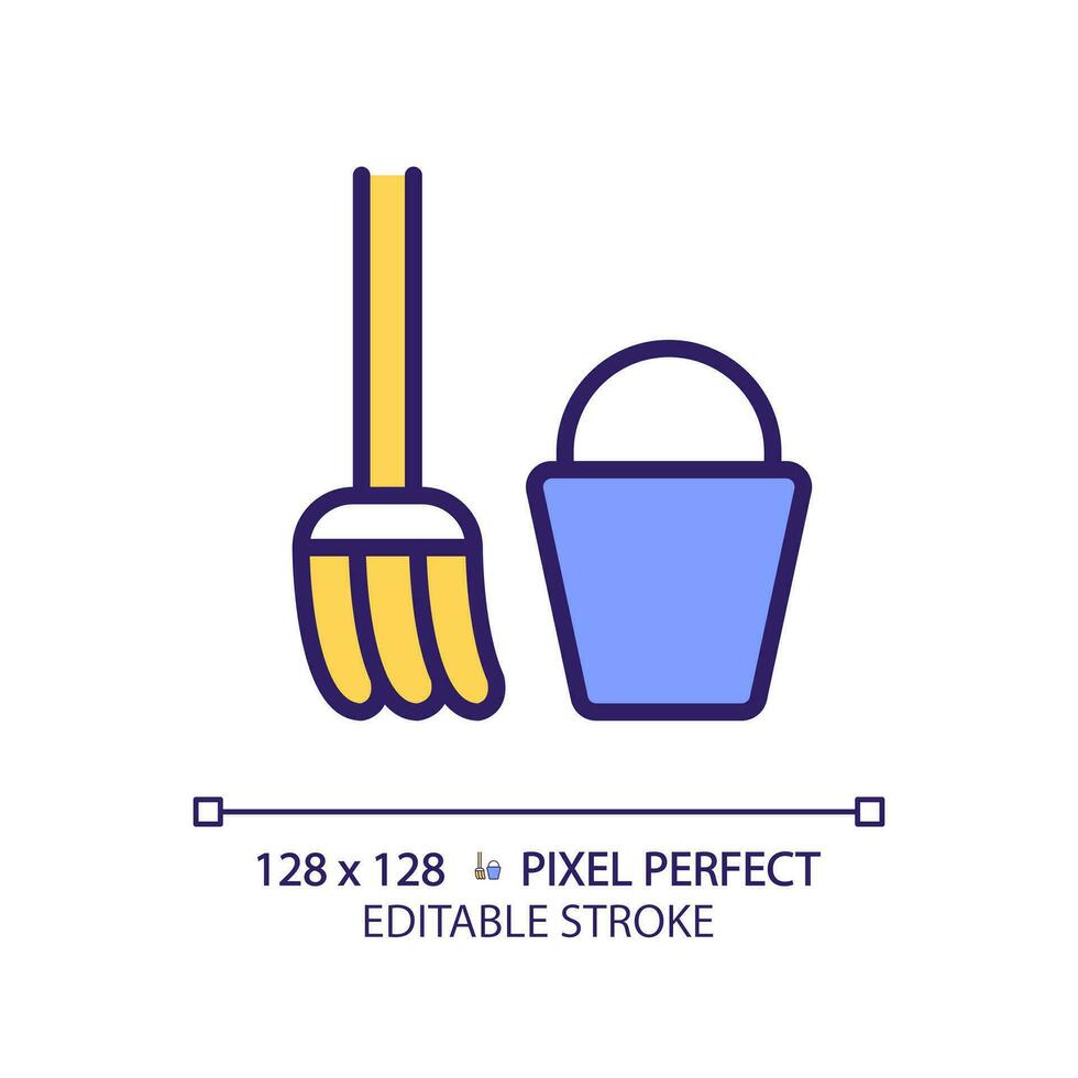 Staff only enclosure pixel perfect RGB color icon. Janitor room with equipment. Toilet cleaning tools. Manual work. Isolated vector illustration. Simple filled line drawing. Editable stroke