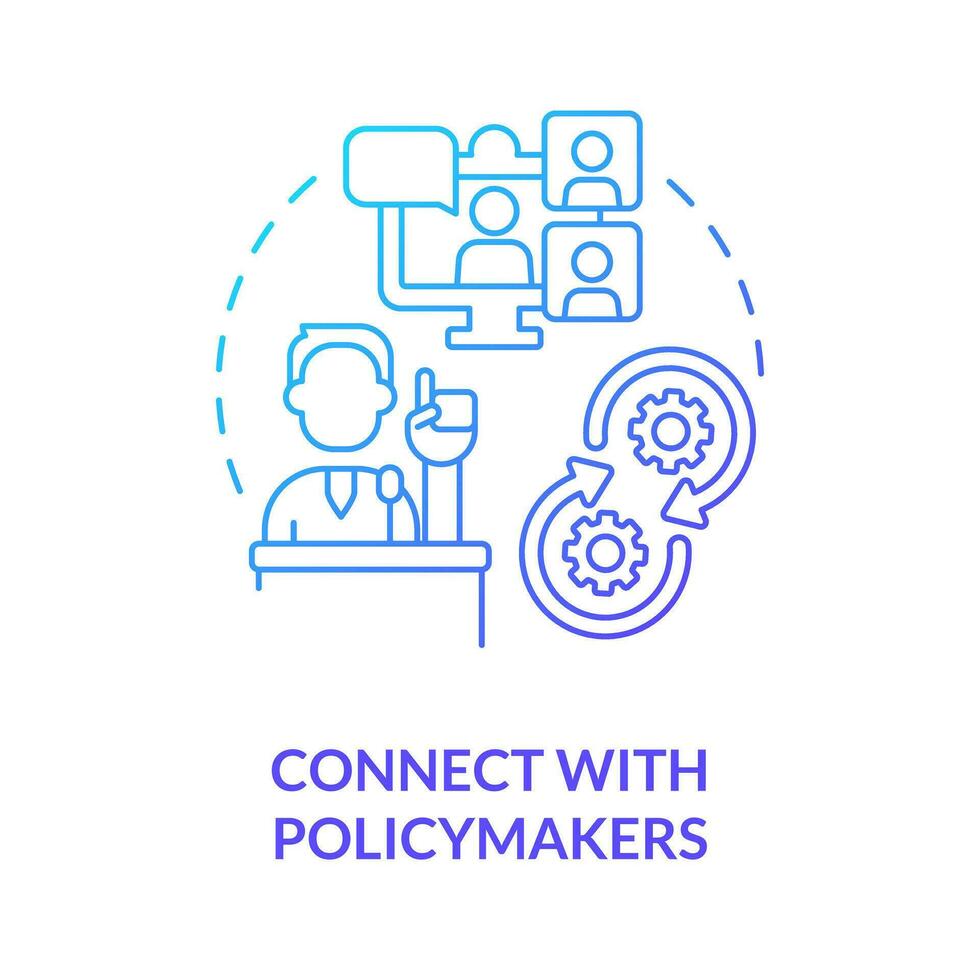 Connect with policymakers blue gradient concept icon. Government. Social media strategy for advocacy abstract idea thin line illustration. Isolated outline drawing vector