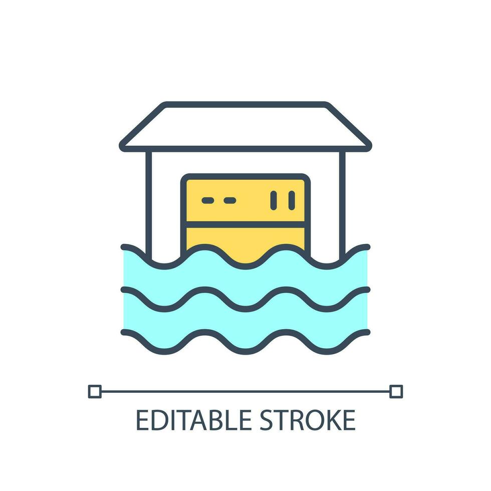 Data warehouse RGB color icon. Business intelligence. Digital repository. Store raw file format. Datum management. Isolated vector illustration. Simple filled line drawing. Editable stroke