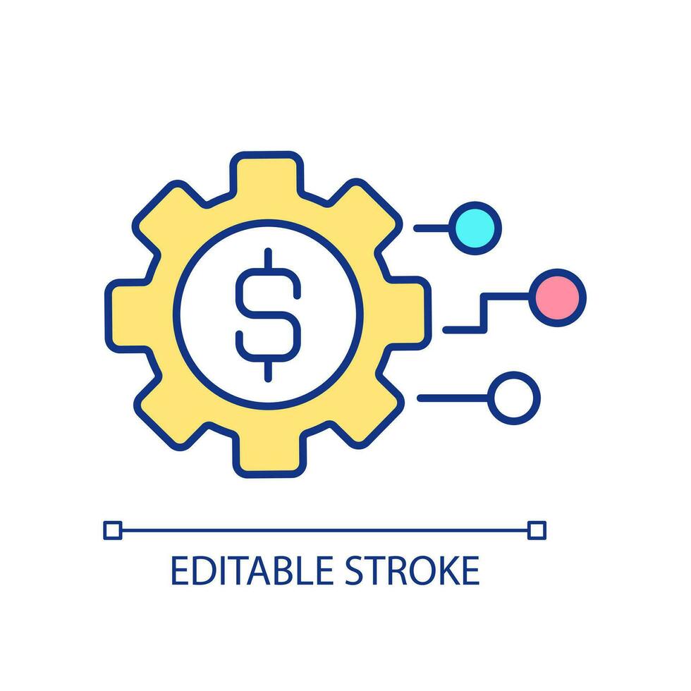 Setup digital banking system RGB color icon. Digitization of financial transactions. Money savings online. Isolated vector illustration. Simple filled line drawing. Editable stroke