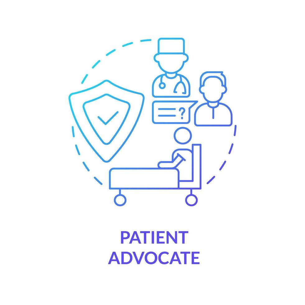 Patient advocate blue gradient concept icon. Treatment process coordination. Career in advocacy abstract idea thin line illustration. Isolated outline drawing vector
