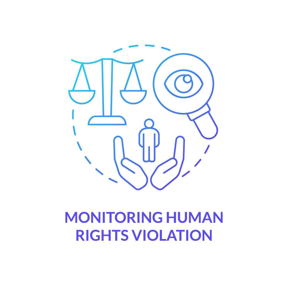 Monitoring human rights violation blue gradient concept icon. Social protection. Form of advocacy abstract idea thin line illustration. Isolated outline drawing vector
