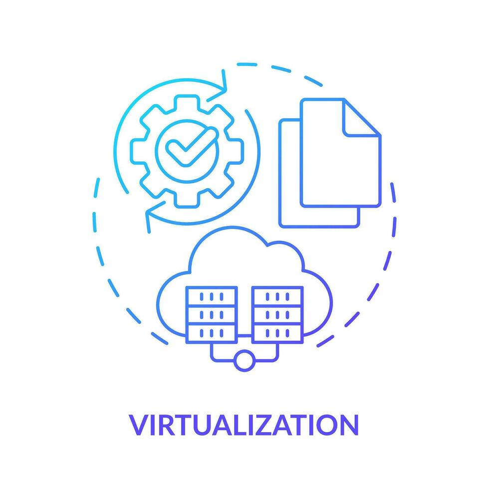 Virtualization blue gradient concept icon. Create virtual environment. Type of disaster recovery abstract idea thin line illustration. Isolated outline drawing vector