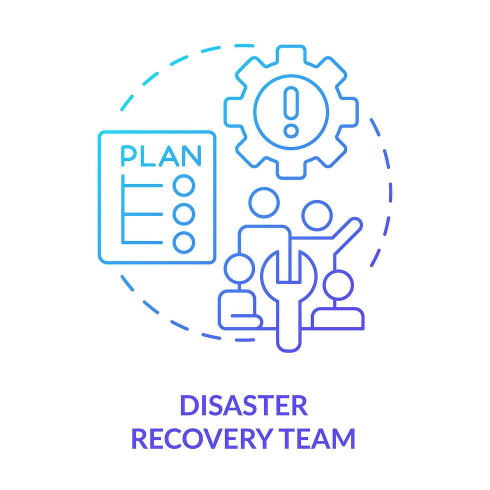 Disaster recovery team blue gradient concept icon. Cooperation. Effective disaster recovery plan abstract idea thin line illustration. Isolated outline drawing vector