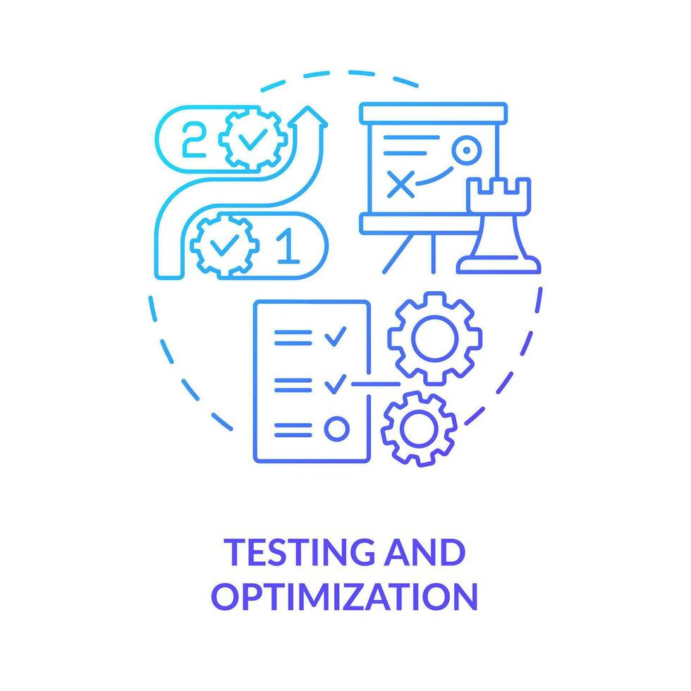 Testing and optimization blue gradient concept icon. Improvement. Effective disaster recovery plan abstract idea thin line illustration. Isolated outline drawing vector