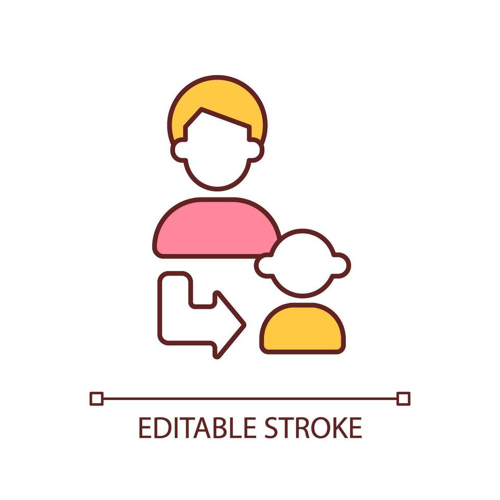 Paternal inheritance RGB color icon. Bond between father and child. Single parent family. Parenting. Role model. Inheritance. Isolated vector illustration. Simple filled line drawing. Editable stroke