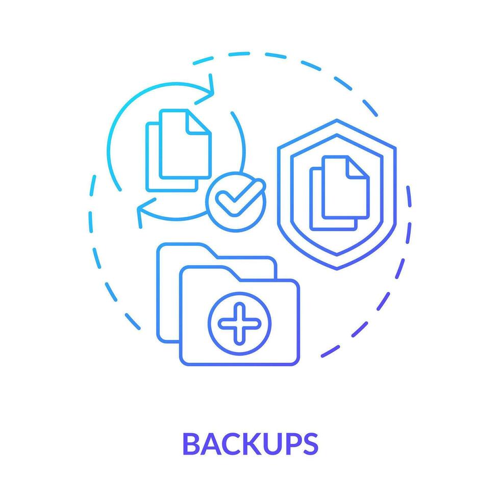 Backups blue gradient concept icon. Data copy. Save information. Effective disaster recovery plan abstract idea thin line illustration. Isolated outline drawing vector
