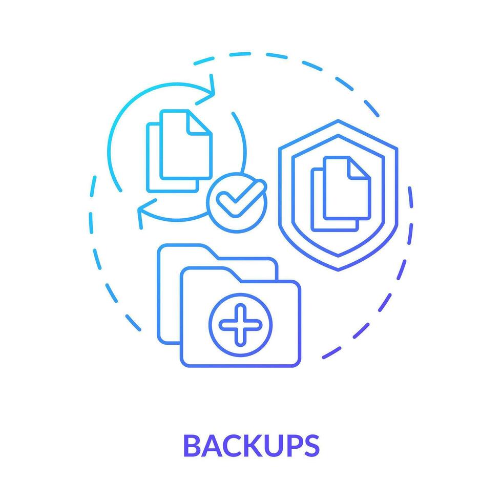 copias de seguridad azul degradado concepto icono. datos Copiar. salvar información. eficaz desastre recuperación plan resumen idea Delgado línea ilustración. aislado contorno dibujo vector
