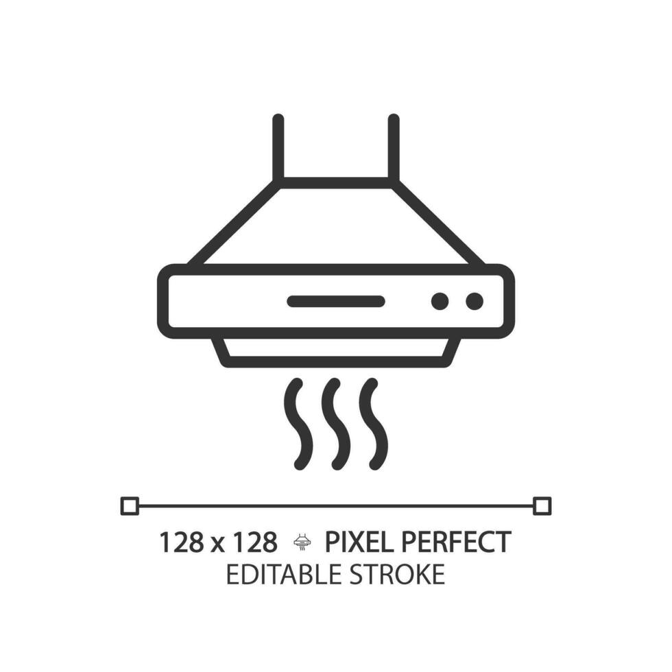 cocina capucha lineal icono. ventilación sistema. hogar aparato. eléctrico dispositivo. rango capucha. cansada admirador. Delgado línea ilustración. contorno símbolo. vector contorno dibujo. editable carrera