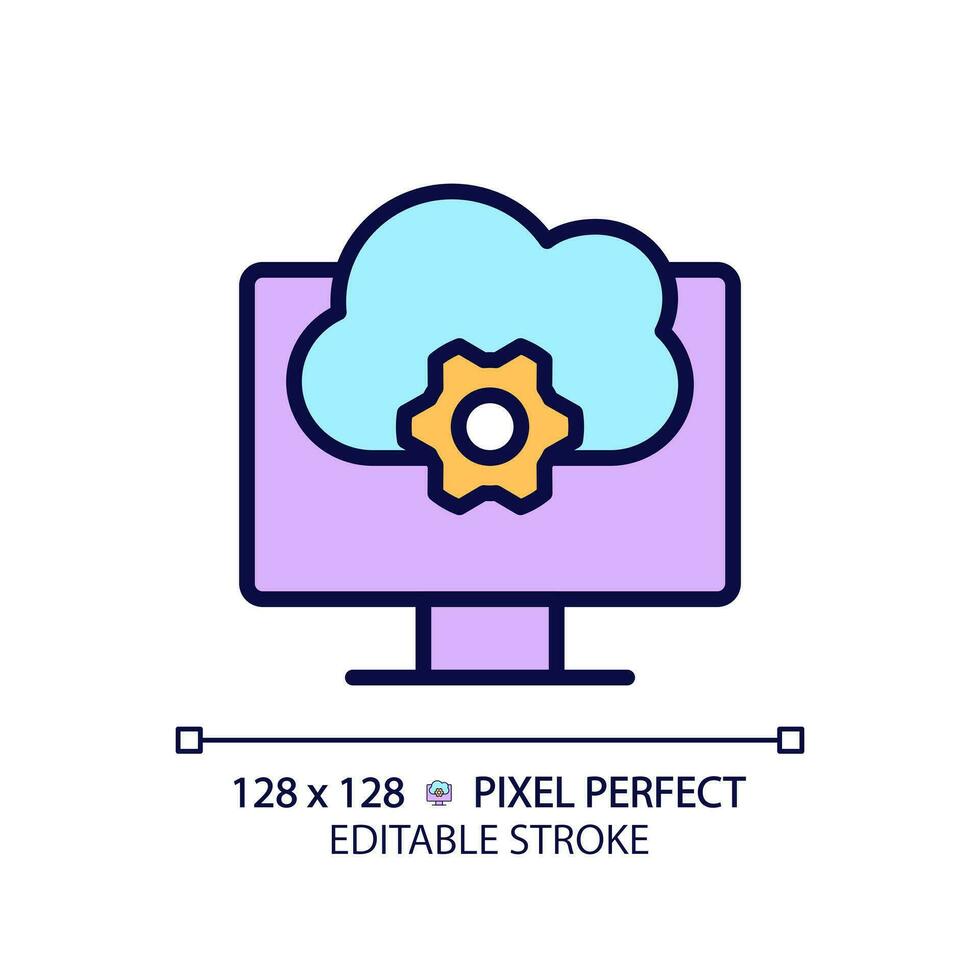 nube establecido software píxel Perfecto rgb color icono. solicitud en línea apoyo. informática tecnología en programación. aislado vector ilustración. sencillo lleno línea dibujo. editable carrera
