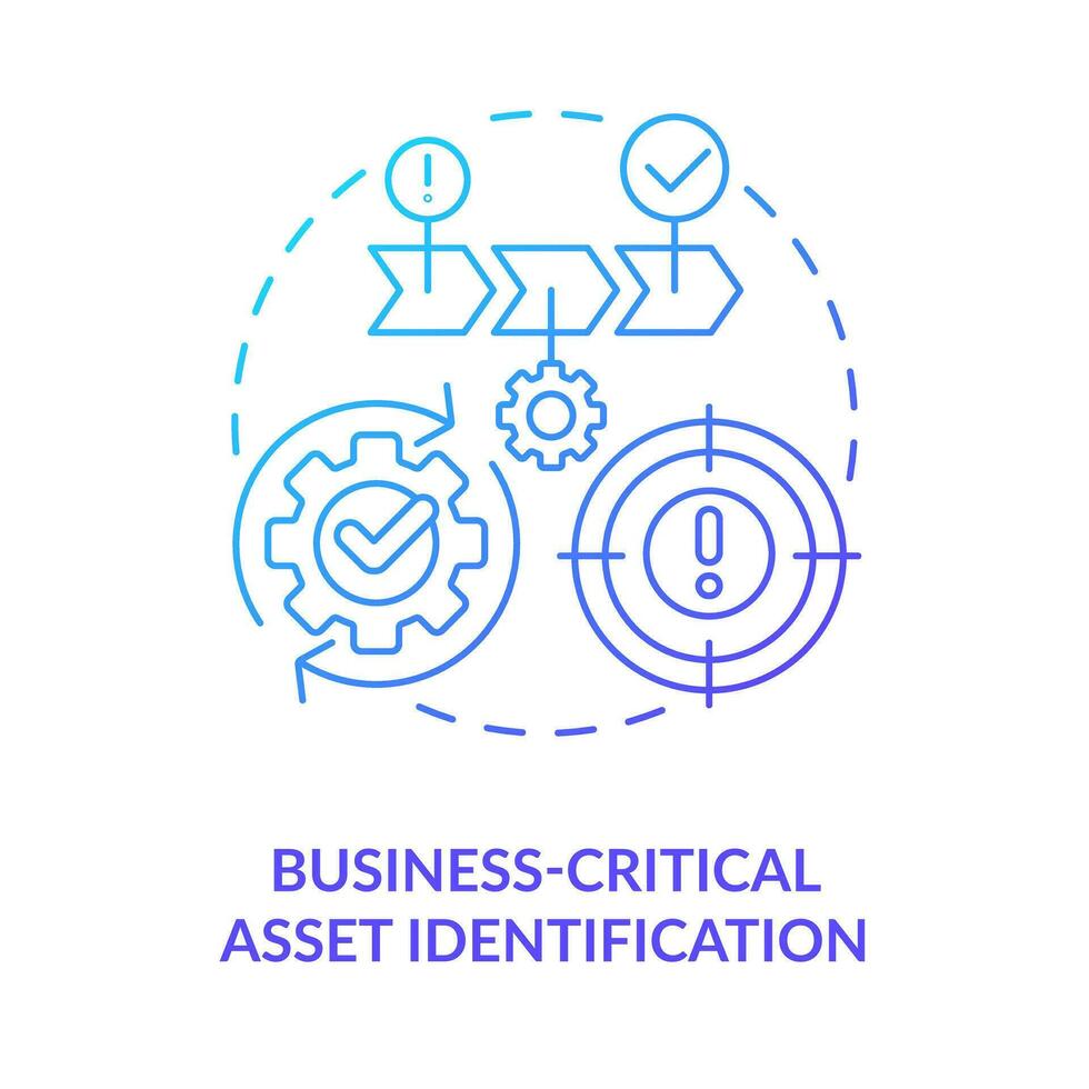 Business-critical asset identification blue gradient concept icon. Effective disaster recovery plan abstract idea thin line illustration. Isolated outline drawing vector