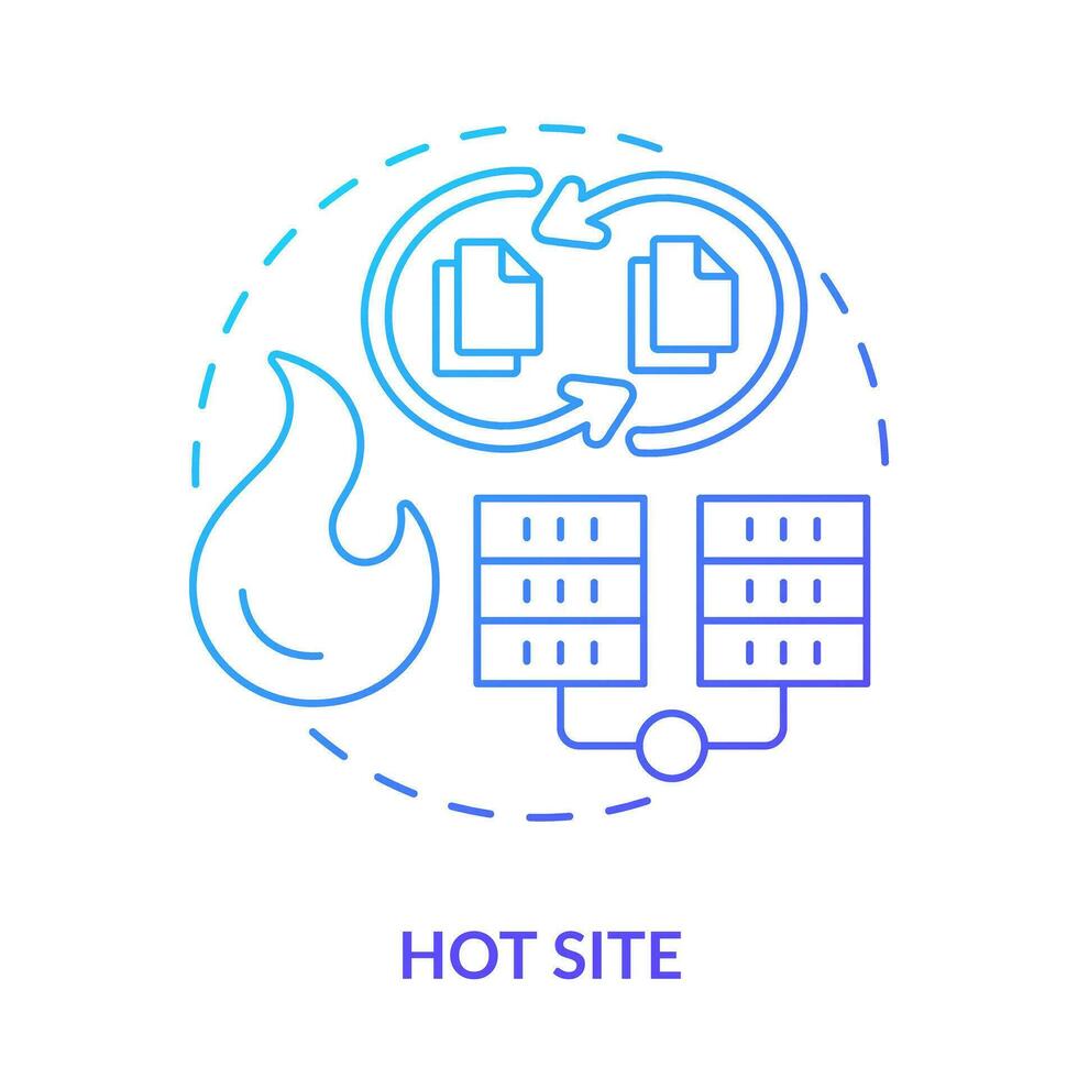Hot site blue gradient concept icon. Up-to-date backups. Data restoration. Type of disaster recovery abstract idea thin line illustration. Isolated outline drawing vector