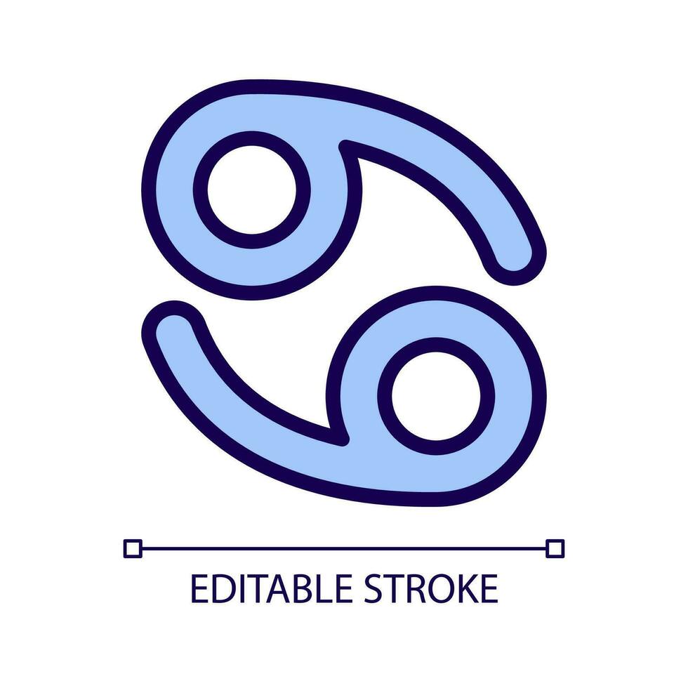 Cancer pixel perfect RGB color icon. Water zodiac sign crab. Horoscope