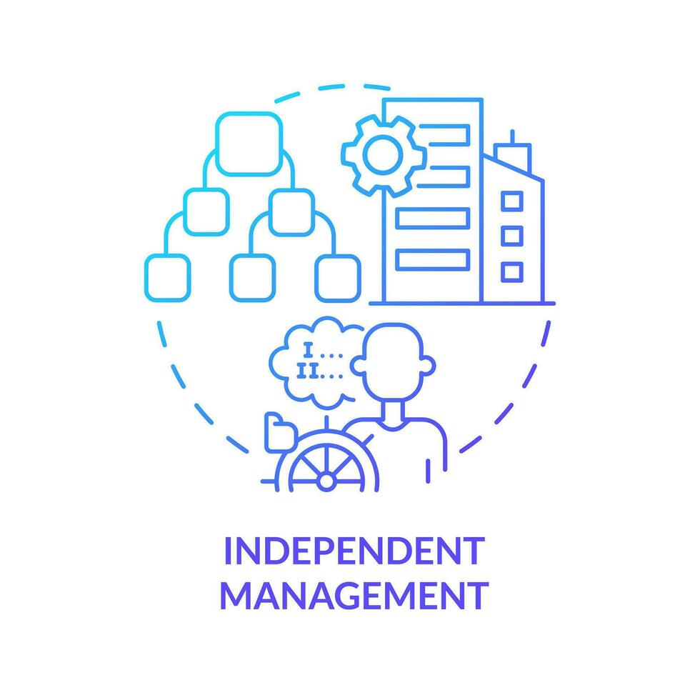 Independent management blue gradient concept icon. Decision making freedom. Private sector feature abstract idea thin line illustration. Isolated outline drawing vector