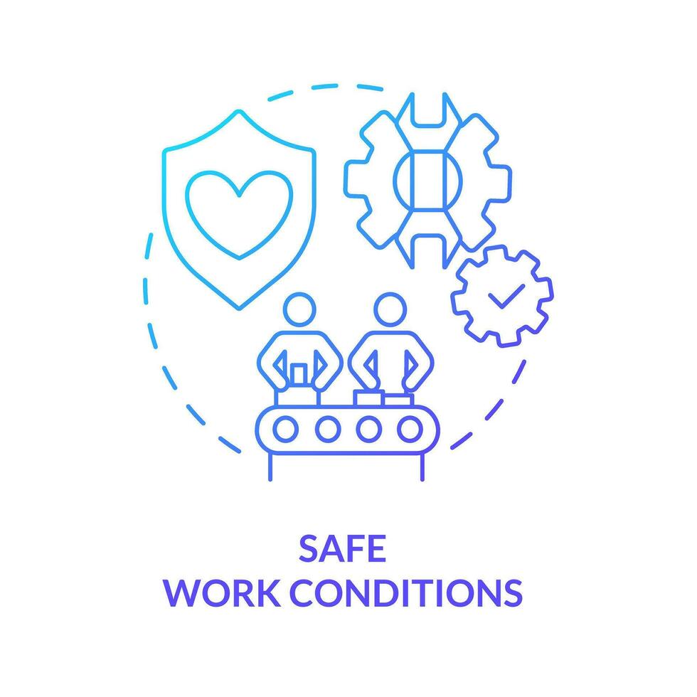 Safe work conditions blue gradient concept icon. Employees safety. Private sector regulations abstract idea thin line illustration. Isolated outline drawing vector