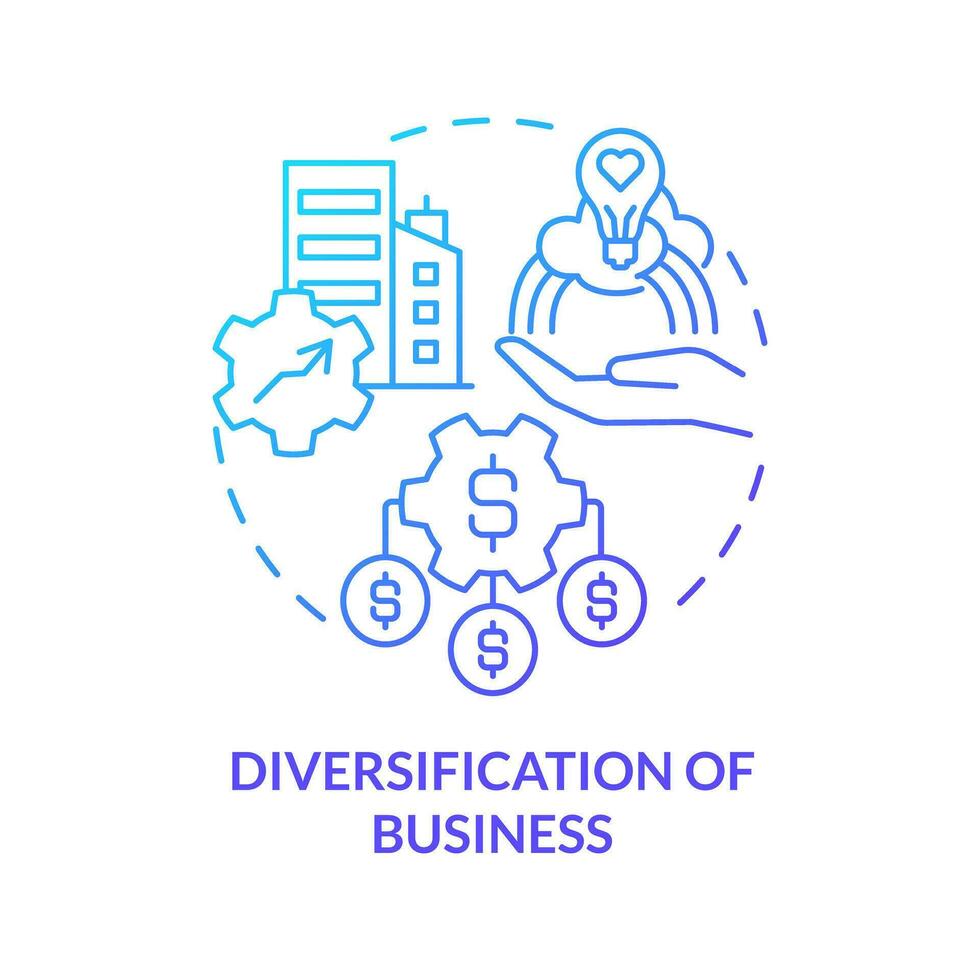 Diversification of business blue gradient concept icon. Variative firms. Private sector role abstract idea thin line illustration. Isolated outline drawing vector
