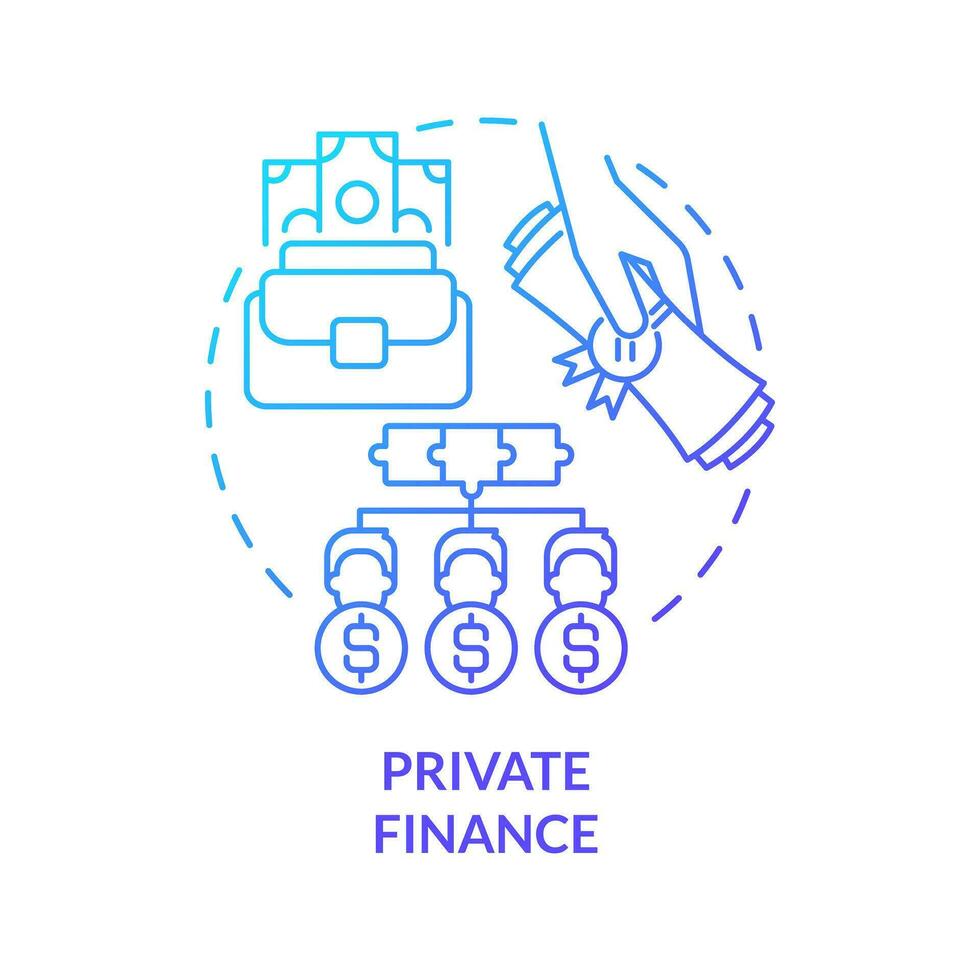 Private finance blue gradient concept icon. Company capital organization. Citizen sector feature abstract idea thin line illustration. Isolated outline drawing vector