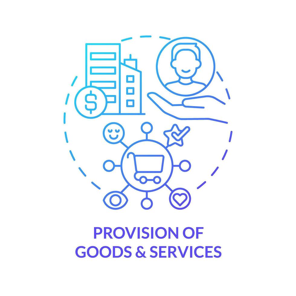 Provision of goods and services blue gradient concept icon. Market demand. Private sector role abstract idea thin line illustration. Isolated outline drawing vector