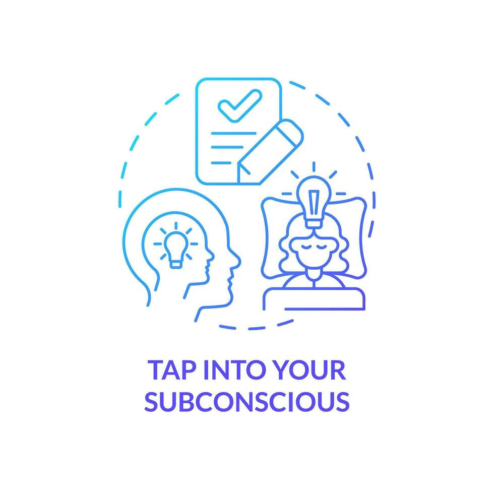 Tap into your subconscious blue gradient concept icon. Removing barriers to inspiration tip abstract idea thin line illustration. Isolated outline drawing vector