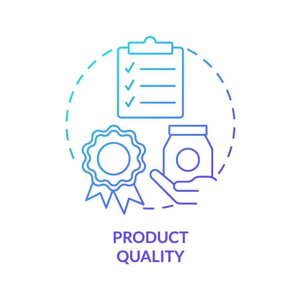 Product quality blue gradient concept icon. Certificated goods. Private sector regulations abstract idea thin line illustration. Isolated outline drawing vector