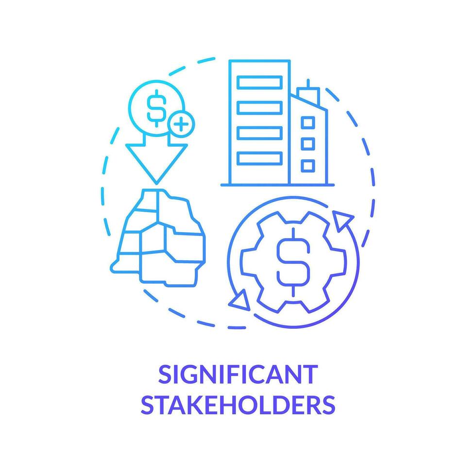 Significant stakeholders blue gradient concept icon. Economics development. Private sector role abstract idea thin line illustration. Isolated outline drawing vector