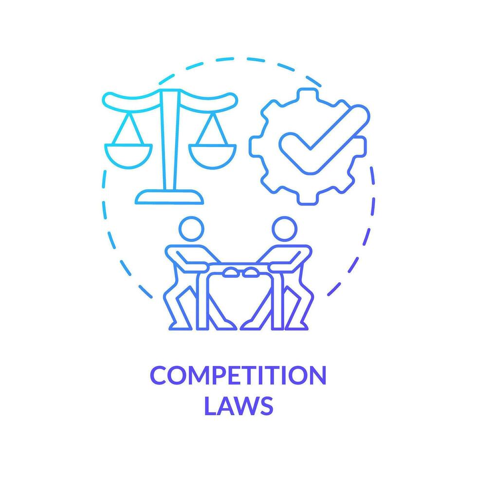 Competition laws blue gradient concept icon. Business work control. Private sector regulations abstract idea thin line illustration. Isolated outline drawing vector