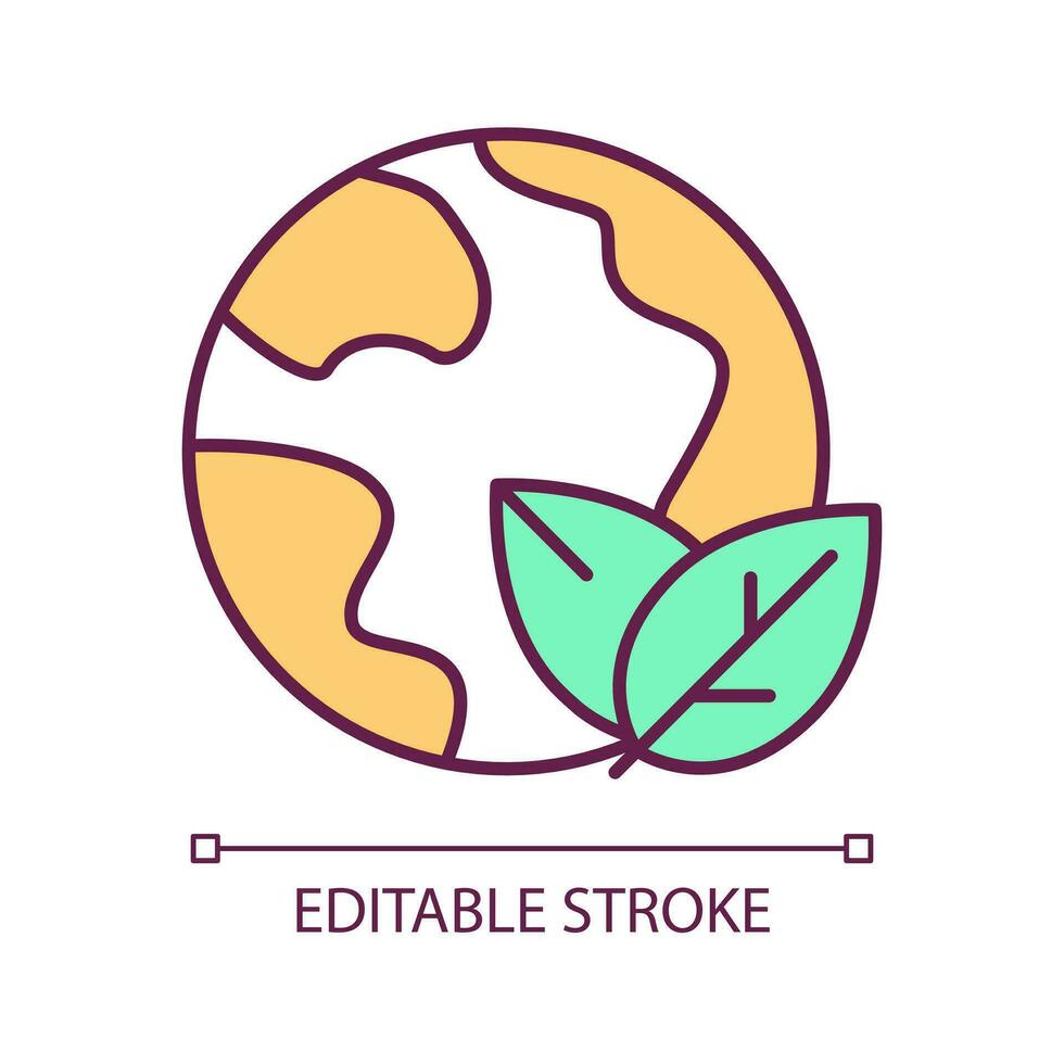 Environmental friendly RGB color icon. Sustainable development. Save planet strategy. Green economy. Isolated vector illustration. Simple filled line drawing. Editable stroke