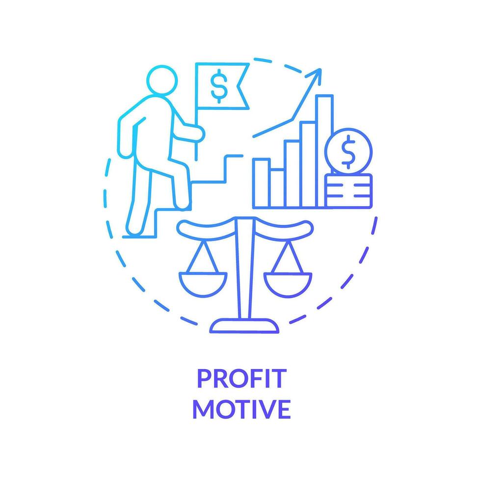 Profit motive blue gradient concept icon. Financial motivation of business. Private sector feature abstract idea thin line illustration. Isolated outline drawing vector