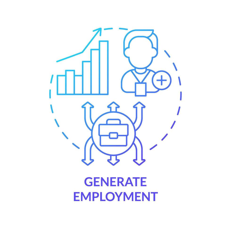 Generate employment blue gradient concept icon. Create new workplaces. Private sector role abstract idea thin line illustration. Isolated outline drawing vector