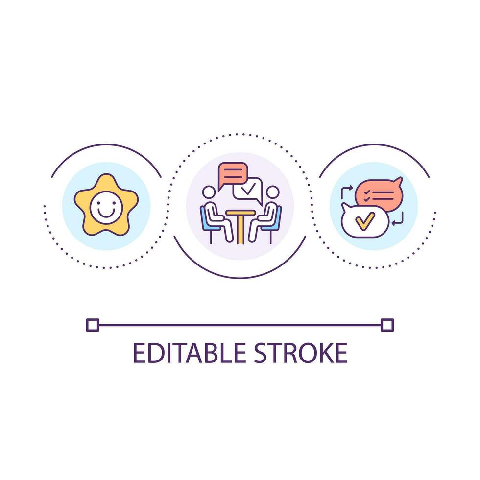 Consulting service loop concept icon. Solve problem. Professional assistance. Customer support abstract idea thin line illustration. Isolated outline drawing. Editable stroke vector