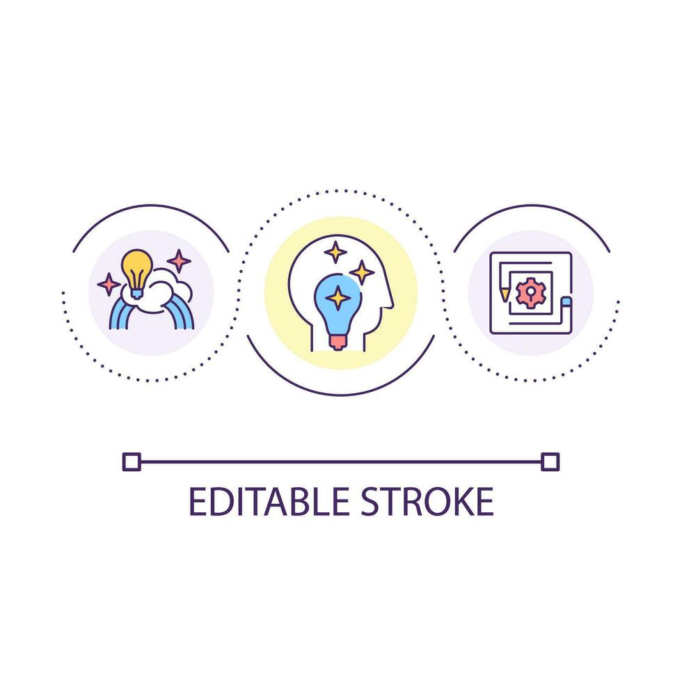 Generate ideas loop concept icon. Develop imagination and creativity. Self improvement. Brainstorming abstract idea thin line illustration. Isolated outline drawing. Editable stroke vector