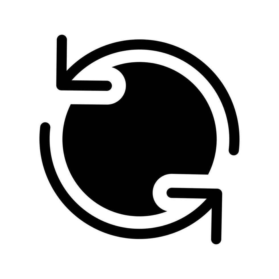 Reload black glyph ui icon. Translation in process. Waiting for synchronization. User interface design. Silhouette symbol on white space. Solid pictogram for web, mobile. Isolated vector illustration