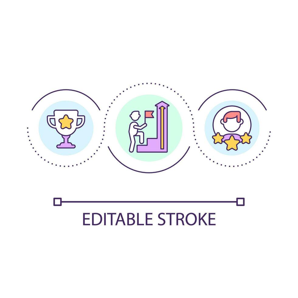Win competition loop concept icon. Achieve reward. Self growth. Develop leadership skills. Success abstract idea thin line illustration. Isolated outline drawing. Editable stroke vector