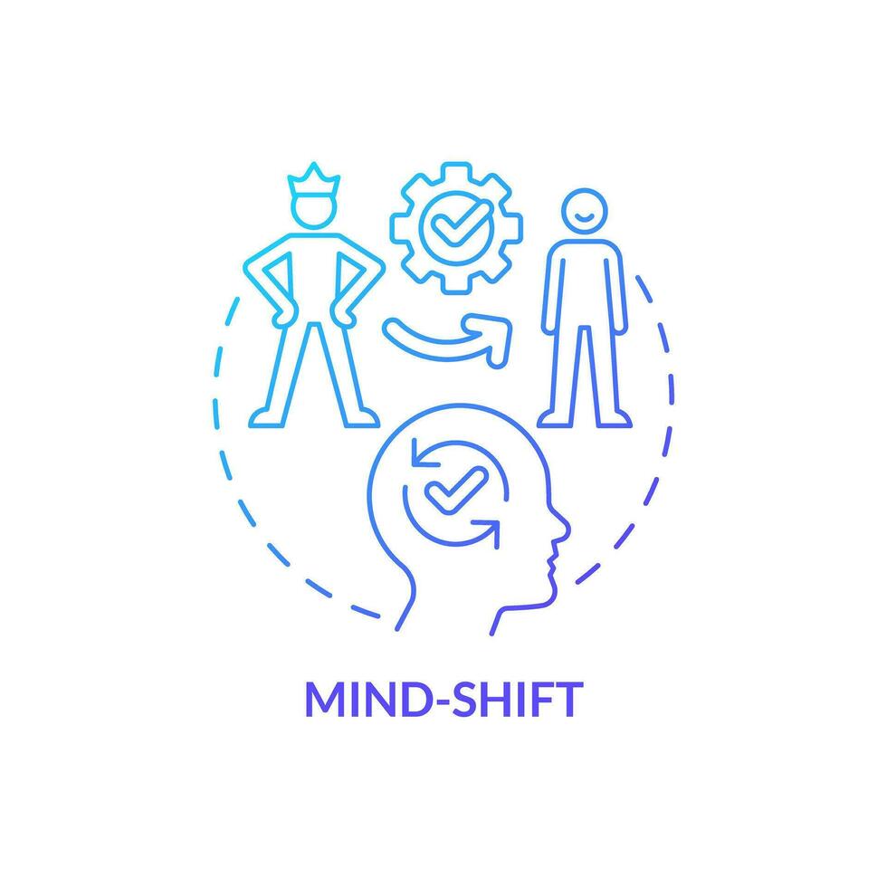 Mind shift blue gradient concept icon. Personal development. Overcoming obstacles. Removing hidden block tip abstract idea thin line illustration. Isolated outline drawing vector