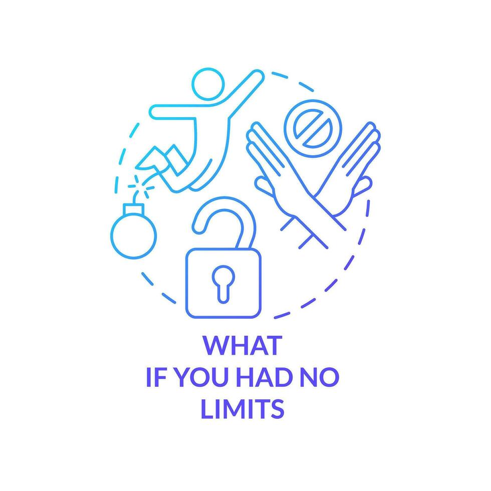 What if you had no limits blue gradient concept icon. Removing barriers from high performance mindset tip abstract idea thin line illustration. Isolated outline drawing vector