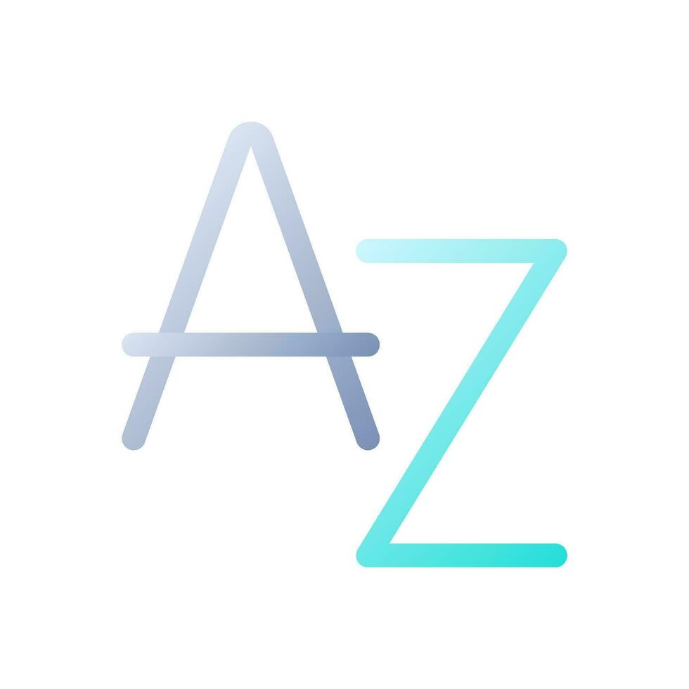 English alphabet flat gradient two-color ui icon. Vocabulary and dictionary. Text translation. Simple filled pictogram. GUI, UX design for mobile application. Vector isolated RGB illustration