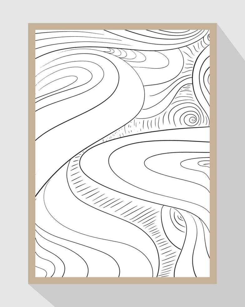 illustration of black lines forming abstract grooves in frame vector