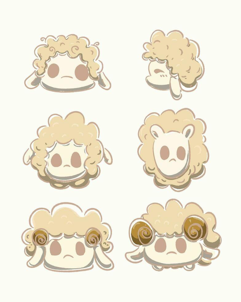 cute sheep set vector illustration