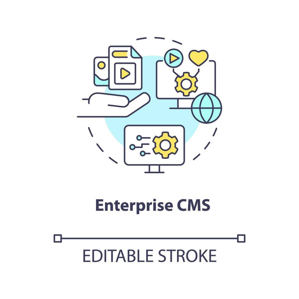 Enterprise CMS concept icon. Business content management system. Digital platform abstract idea thin line illustration. Isolated outline drawing. Editable stroke vector