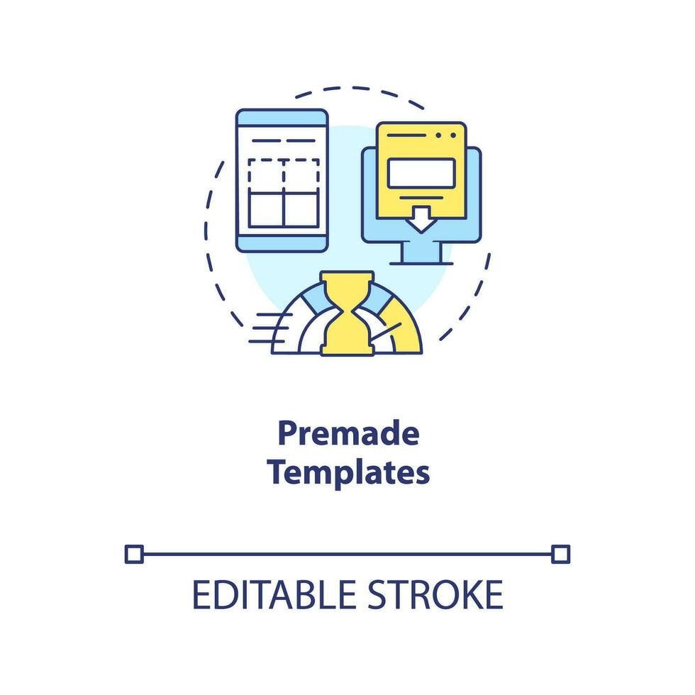 Premade templates concept icon. Optimizing workflow. Build site. Content management abstract idea thin line illustration. Isolated outline drawing. Editable stroke vector