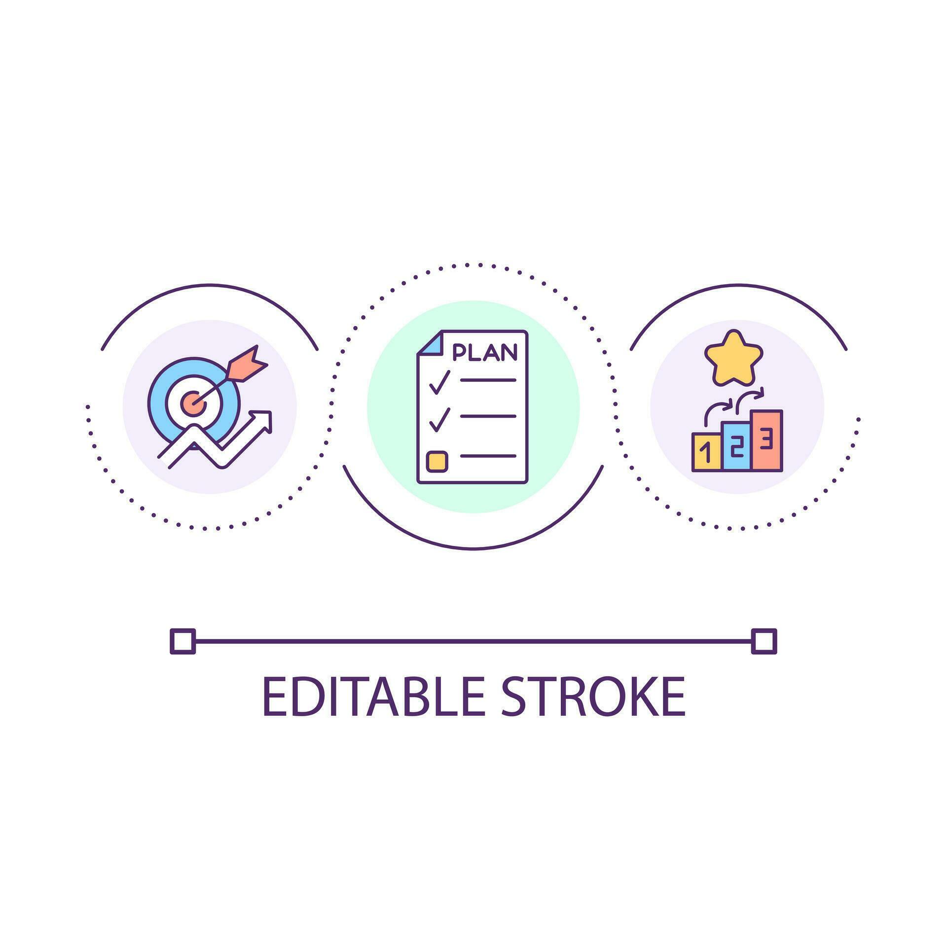 Target goals loop concept icon. Development plan. Improvement strategy. Achieve objectives